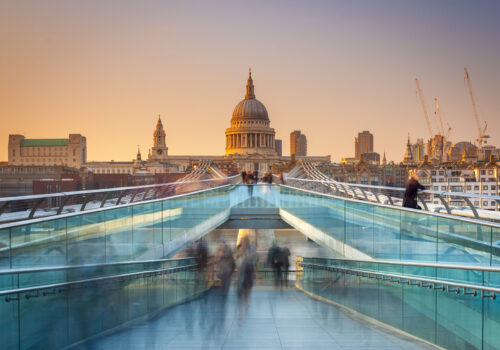 Busy commuters on their way home in London
